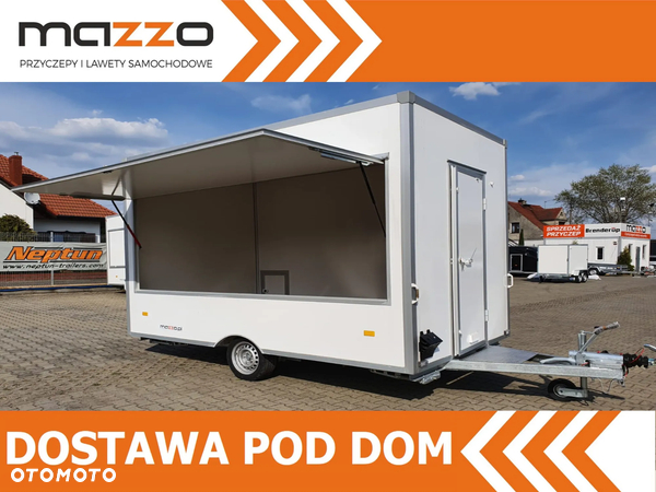 Niewiadów DOSTAWA 360x203x230! Przyczepa HANDLOWA Gastronomiczna dwuosiowa H13361H Ściany z LAMINATU! Jedno okno Koła 13C!