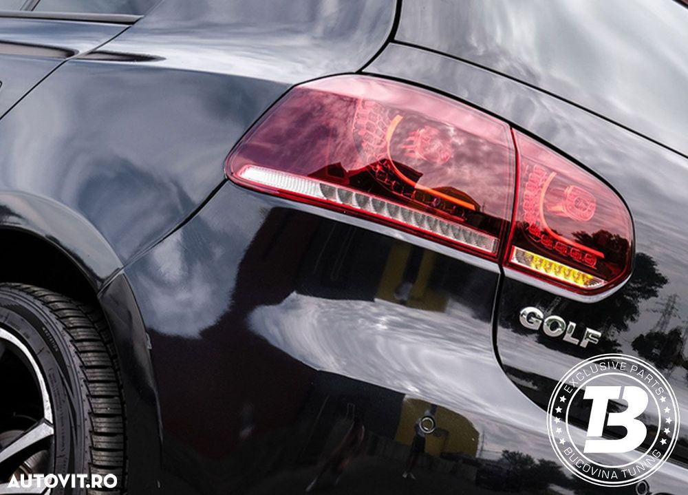 Stopuri Full LED compatibile cu VW Golf 6 VI R20 Cherry Red Design - 15