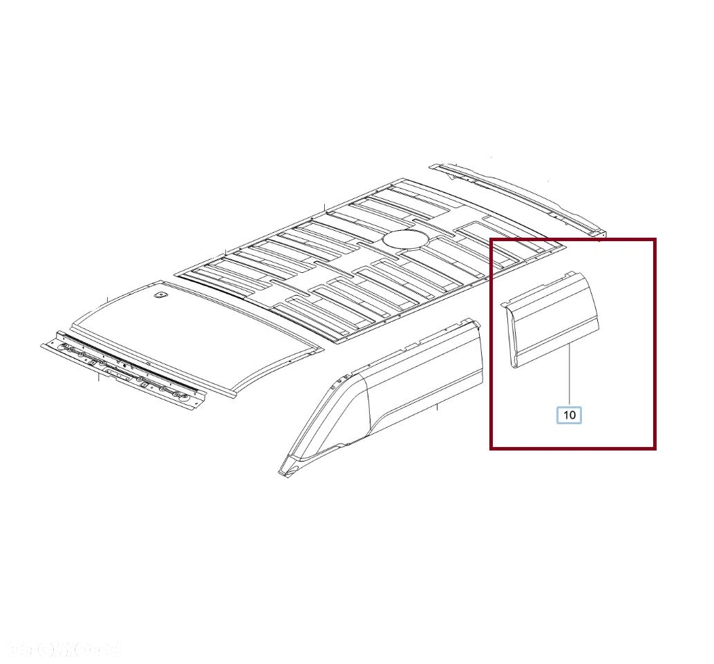 Dach panel dachu prawy tył tylna Opel Vivaro B Renault Trafic III Fiat Talento 95519066 Wysoki dach płyta przedłużenie dachu prawy tył tylna - 1