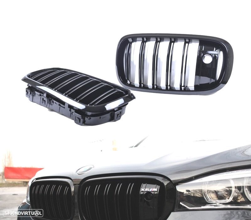 GRELHAS FRONTAIS BMW X5 F15 13-20 X6 F16 14- PRETO BRILHANTE NIGHT VISION - 1