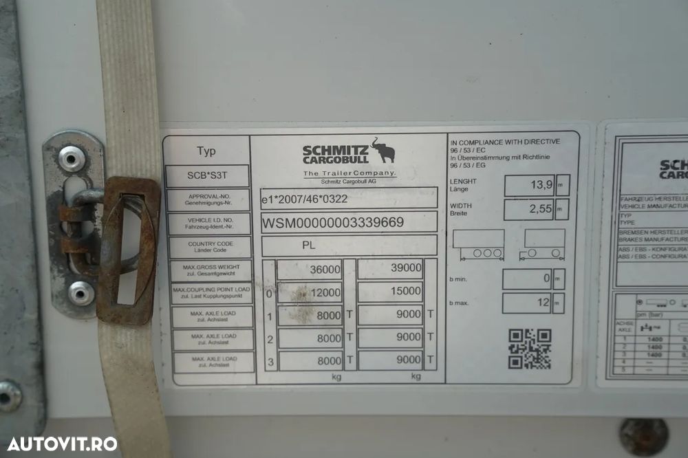 Schmitz Cargobull CORTINĂ / AXĂ RIDICATĂ / ACOPERIȘ RIDICAT / CONTENIER PENTRU PALEȚI - 28