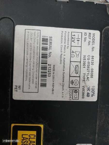 SISTEMA AUDIO / RADIO CD TOYOTA AVENSIS 2005 -86120-05080 - 2