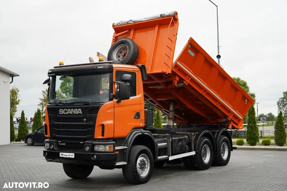 Scania G 440 / 6x6 / BASCULĂ TRIPLU / 2X HIDRODROBOOTS / BOARDMATIC / 100% ANVELOPE / MANUALĂ - 1