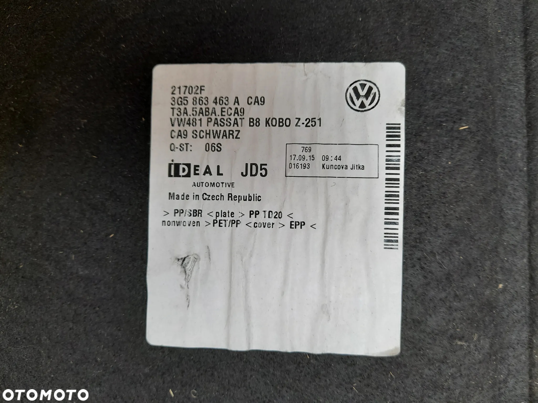 VW PASSAT B8 PODŁOGA BAGAŻNIKA SEDAN 3G5863463A - 5