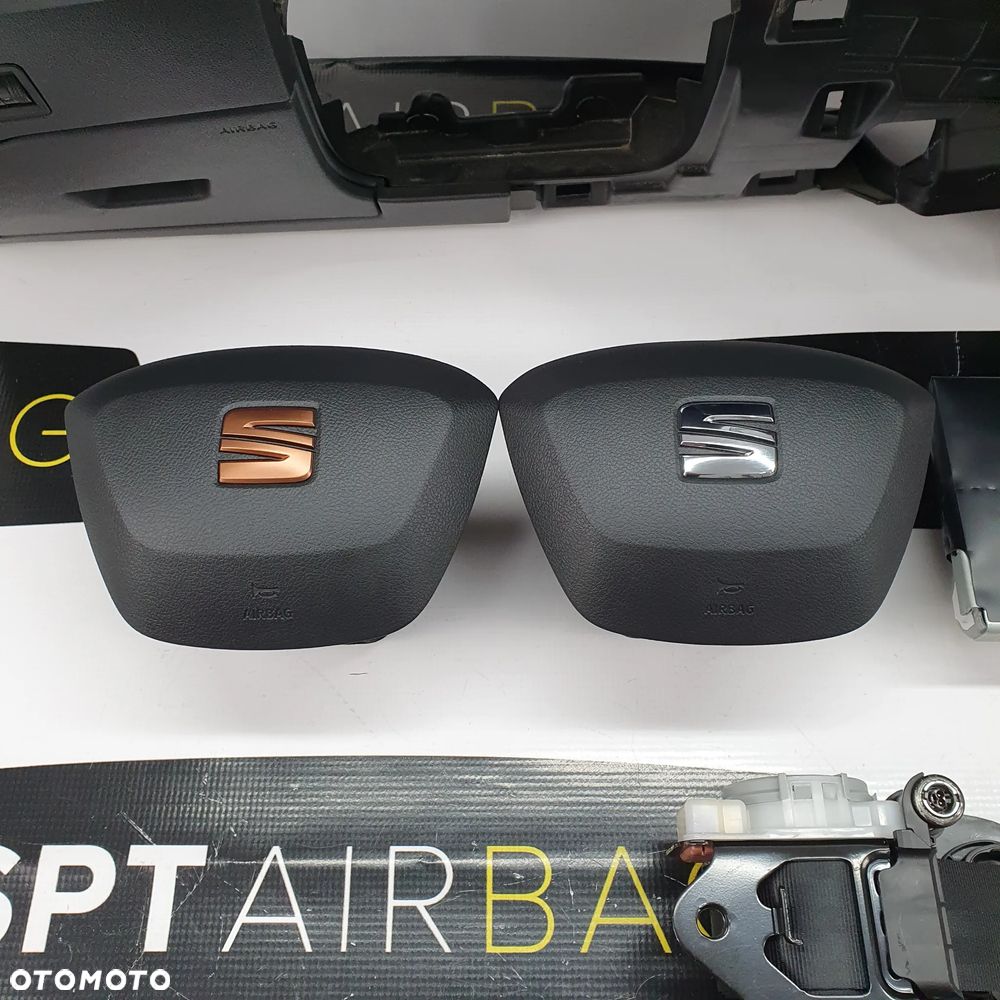 SEAT LEON 3 III 5F DESKA ROZDZIELCZA KONSOLA KOKPIT PULPIT PODUSZKI AIRBAG AIR BAG PASY KIT SET - 4