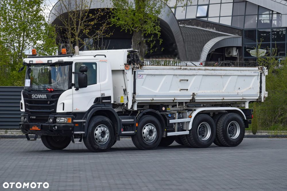 Scania P410 / 8x4 / EURO 6 / WYWROTKA / HYDROBURTA / AUTOMAT / KAMERA COFANIA / NAWIGACJA / HAK / NISKI PRZEBIEG / 2016 / SERWISOWANY / SPROWADZONY - 1