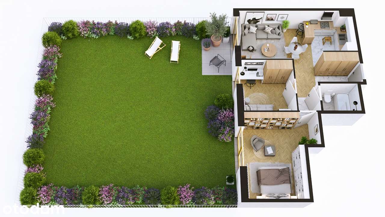 3-pokoje z dużym ogrodem - "Zaczarowana" zamknięte osiedle na Rotmance