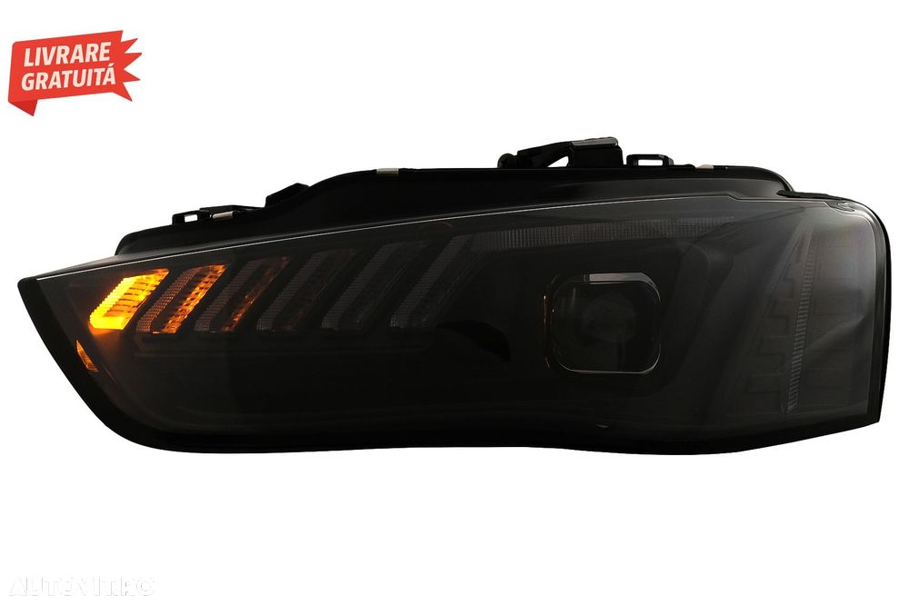 Faruri LED DRL Audi A4 B8.5 Facelift (2012-2015) Negru Semnal Dinamic- livrare gratuita - 11
