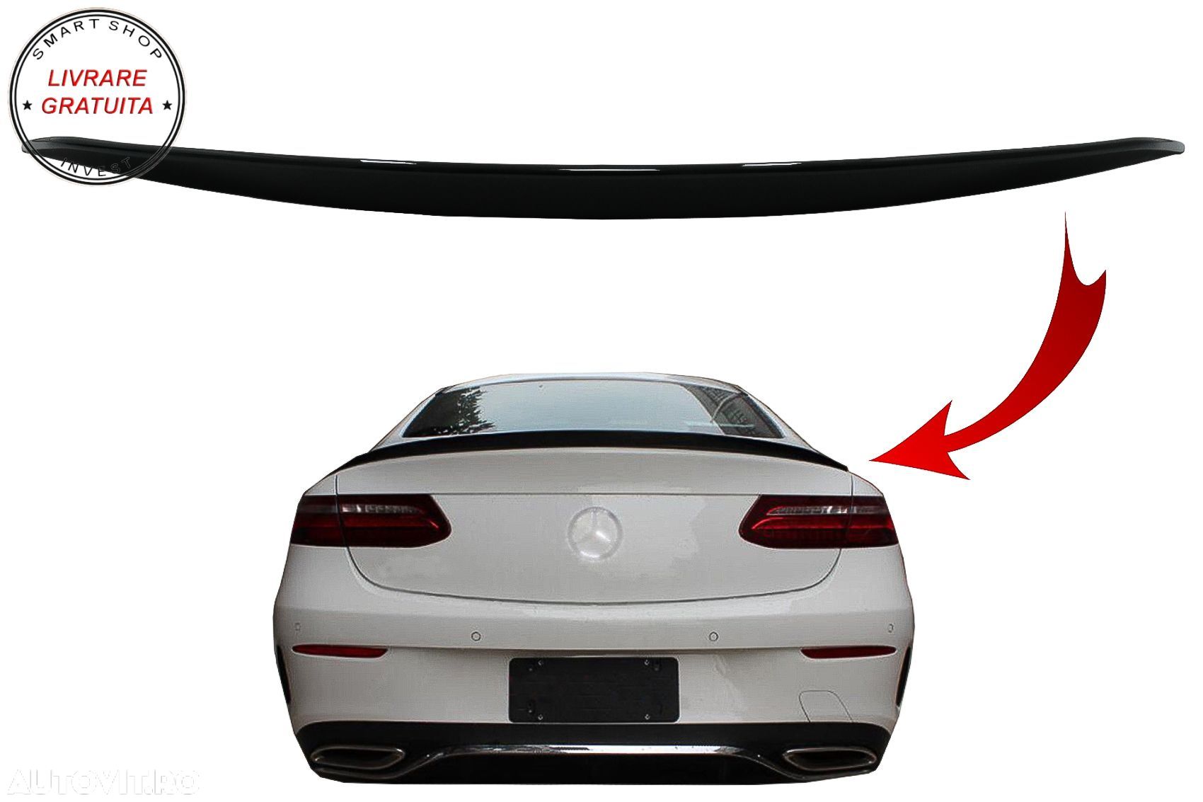 Eleron portbagaj Mercedes E-Class C238 Coupe (2016-up) Negru Lucios- livrare gratuita - 1