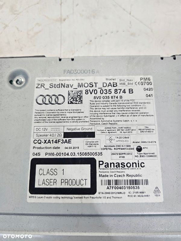 JEDNOSTKA MMI CZYTNIK KART AUDI A3 8V 8V0035874B - 6
