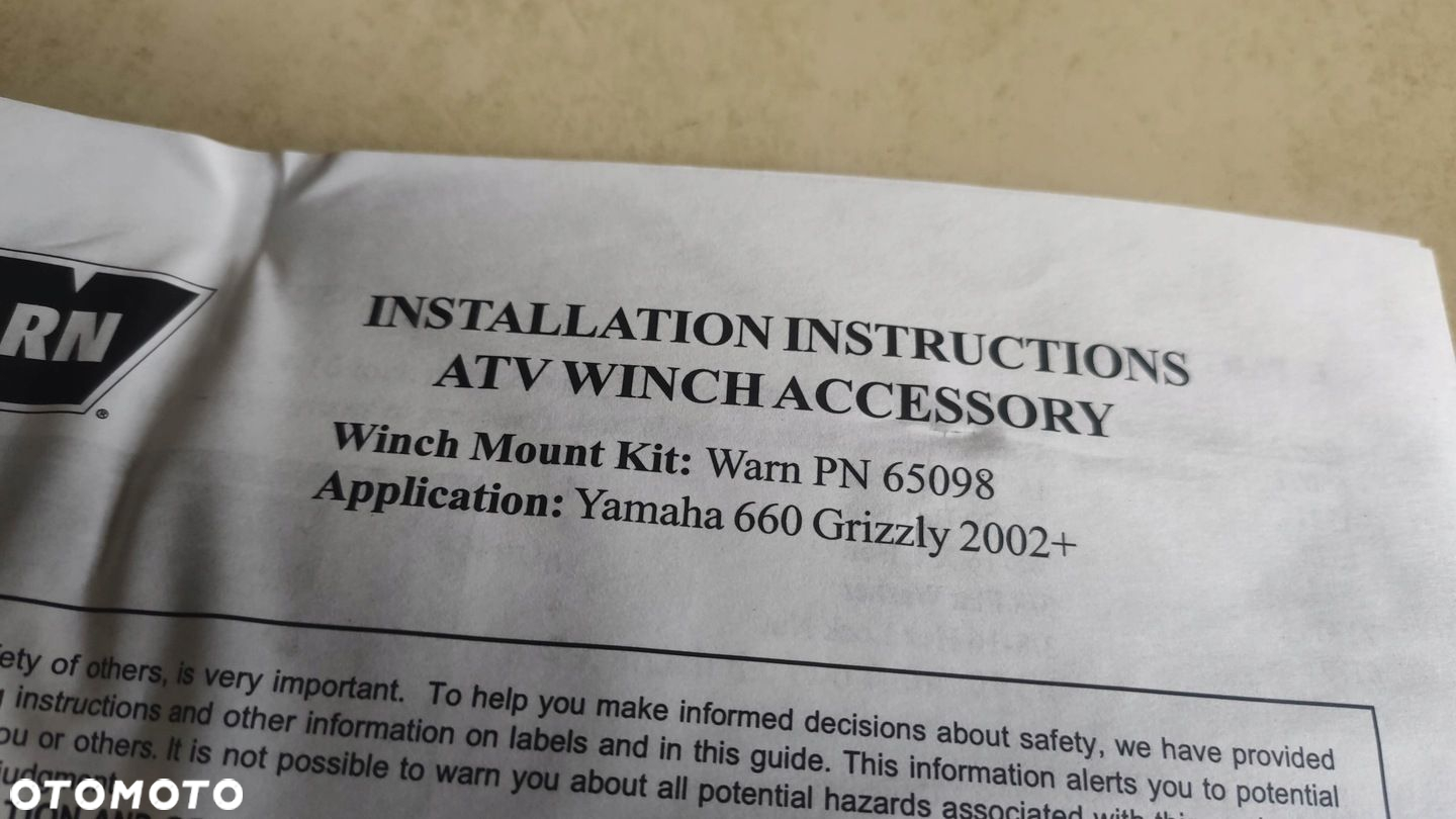 EU ZESTAW DO MONTAŻU WYCIĄGARKI ATV YAMAHA GRIZZLI - 6