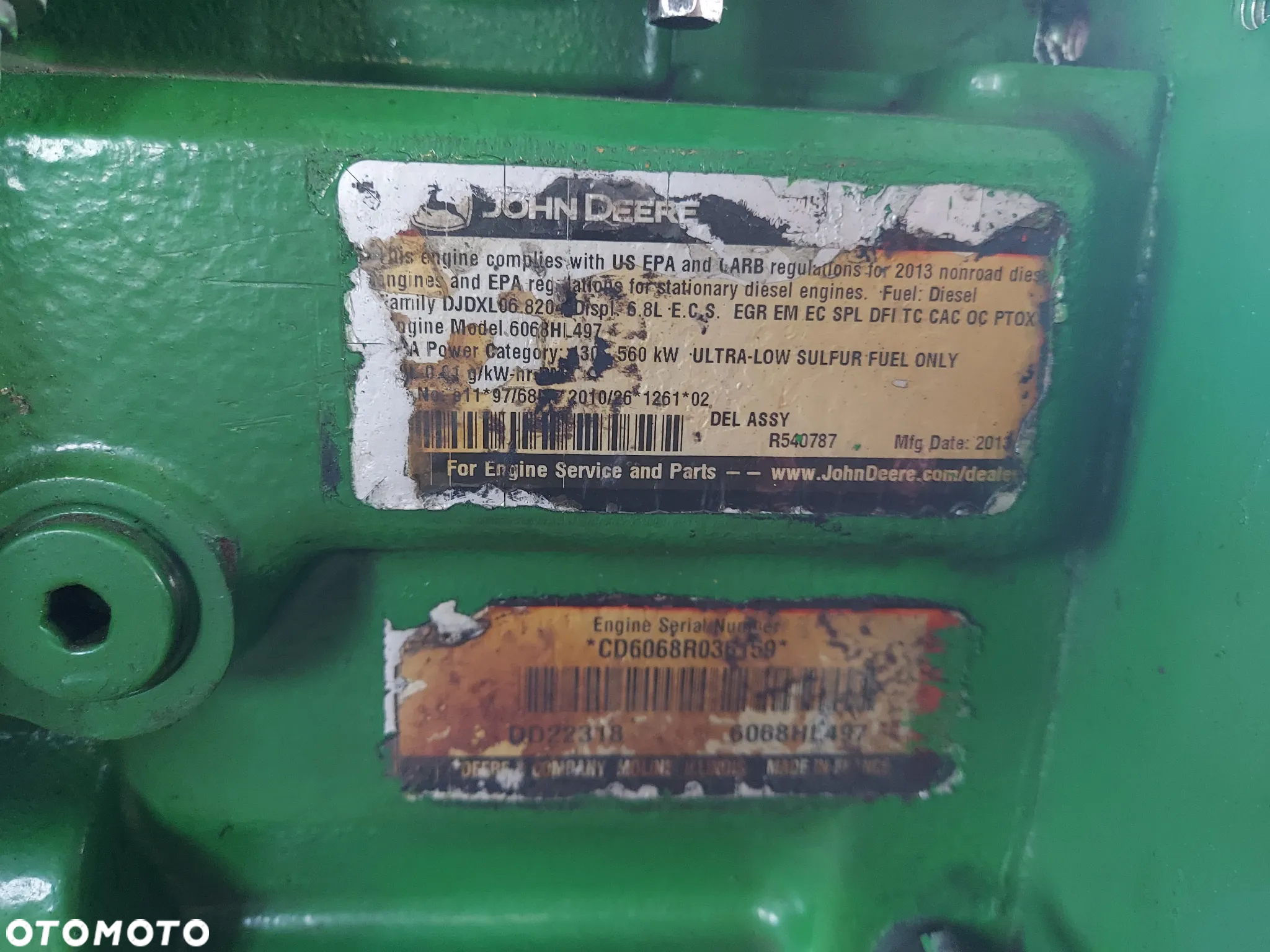 Silnik CIĄGNIK 6068HL497 DD22318 John Deere 6210R 2013r - 9