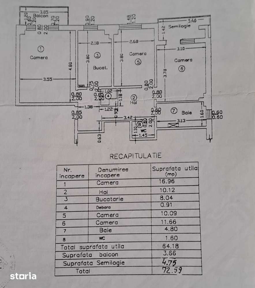 Etaj 3 - 3 camere decomandat - doua bai - doua balcoane - Dacia — fotografia 3