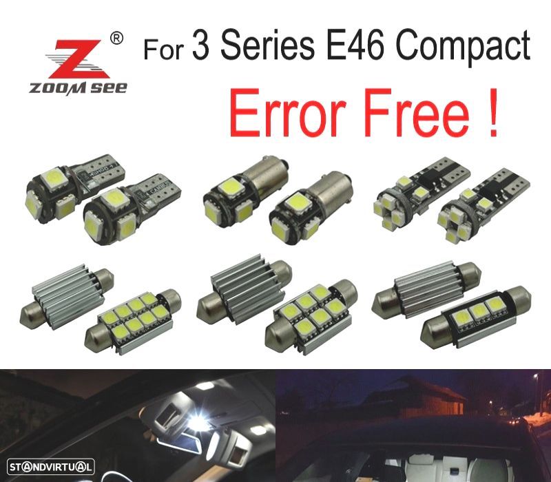 KIT COMPLETO DE 18 LÂMPADAS LED INTERIOR BMW SERIE 3 E46 COMPACTO 316TI 318TD 318TI 320TD 325TI 01- - 1