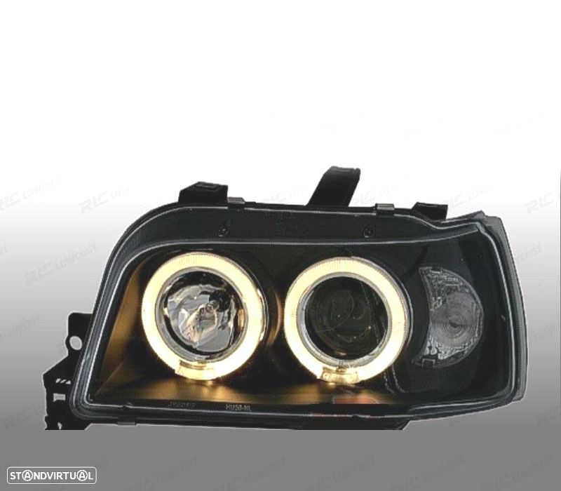 FARÓIS FRONTAIS RENAULT CLIO 90-95 ANGEL EYES LED FUNDO PRETO - 2