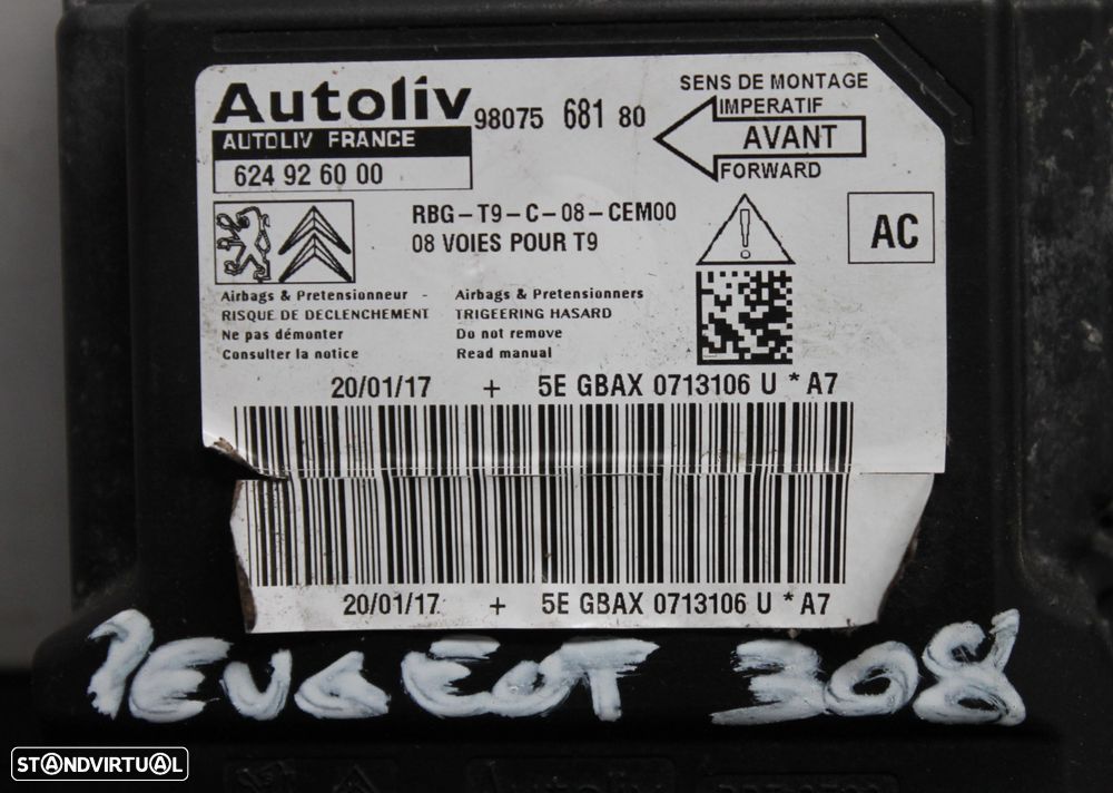 CENTRALINA DE AIRBAG PEUGEOT 308 - 3