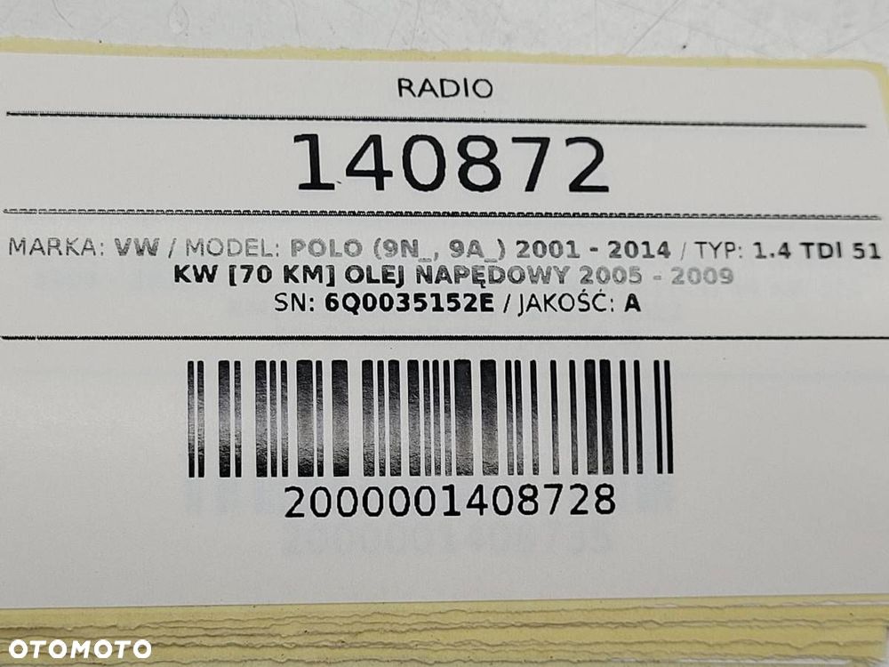 RADIO ODTWARZACZ CD VW POLO 9N 6Q0035152E - 7