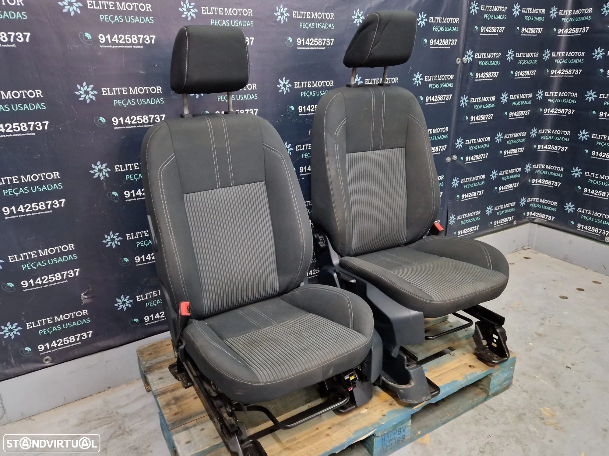 Jogo de bancos frontais usados FORD C-MAX II CMAX tecido - 1