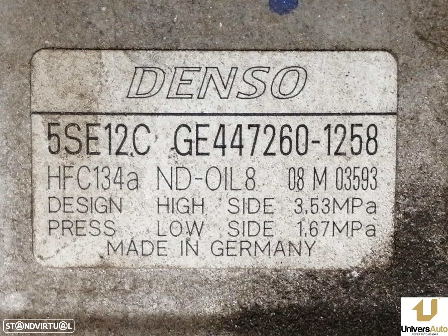 COMPRESSOR AR CONDICIONADO TOYOTA AURIS 2010 -GE4472601258 - 2