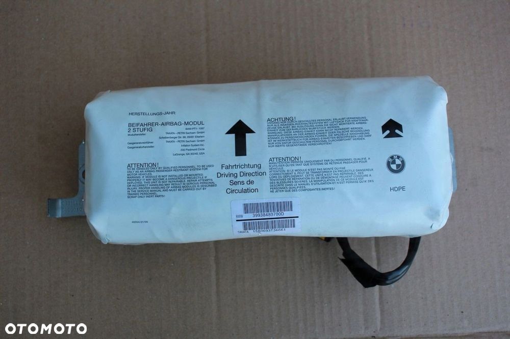 Poduszka powietrzna pasażera BMW e46 AIRBAG 3993848070D - 1