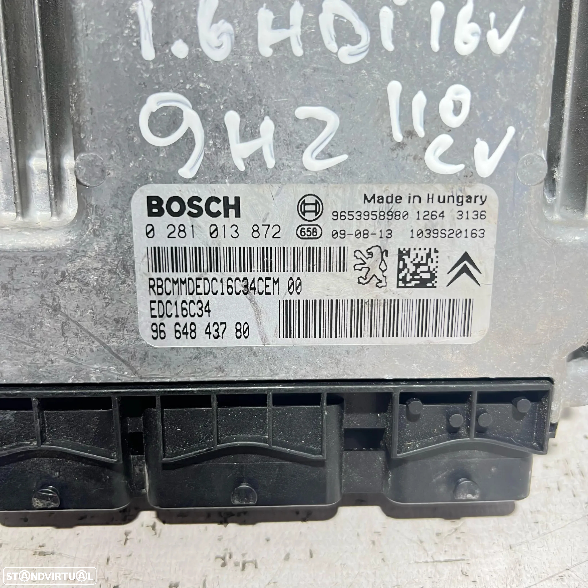 .Centralina Motor Bosch PSA Peugeot Citroen 0 281 013 872 / 9664843780 - 3