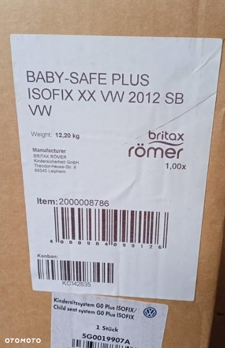 Fotelik samochodowy VW Baby Seat G0 Plus ISOFIX 5G0019907A britax romer - 7