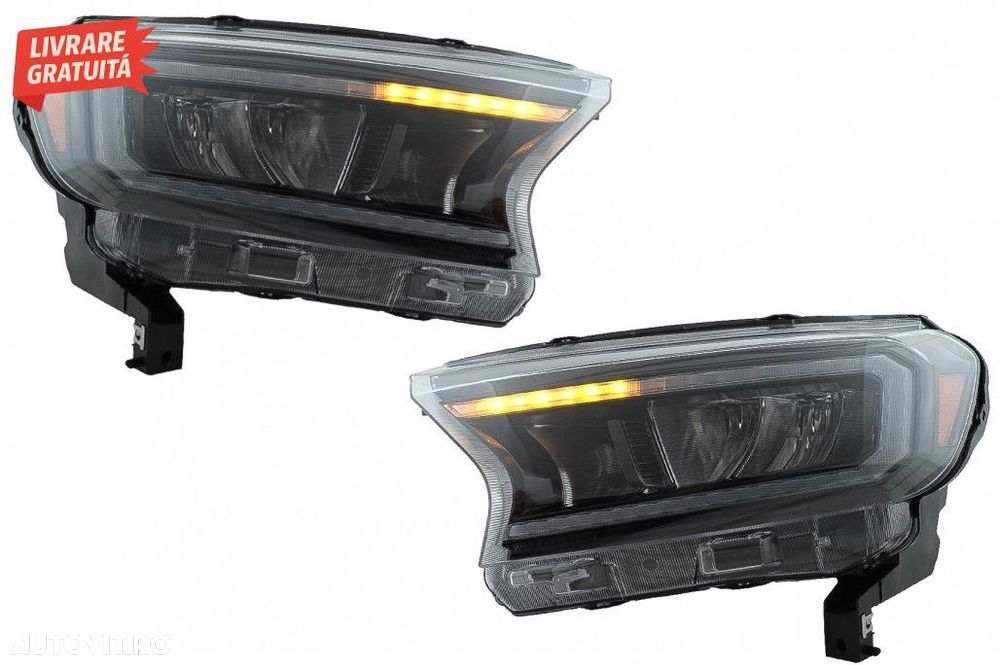 Faruri LED Light Bar Ford Ranger (2015-2020) LHD Negru cu Semnal Dinam - 8