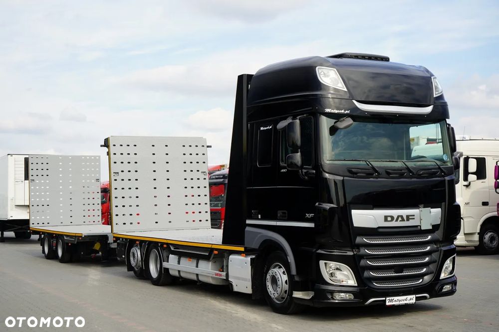 DAF XF 480 / ZESTAW TANDEM LAWETA / 15 ,6 M / SSC / PRZEJAZDOWY / NAJAZDY HYDRAULICZNE / STEROWANIE RADIOWE / WYCIAGARKA / OŚ PODNOSZONA / KLIMA POSTOJOWA - 9