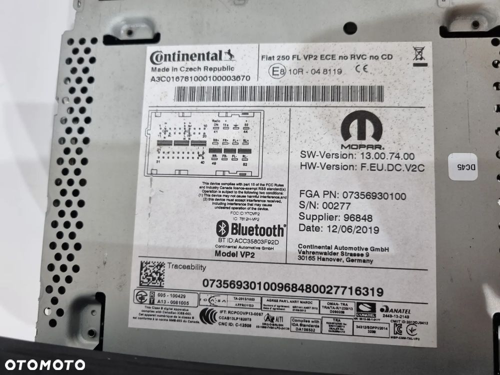 FIAT DUCATO BOXER JUMPER RADIO DOTYKOWE 07356930100 - 5
