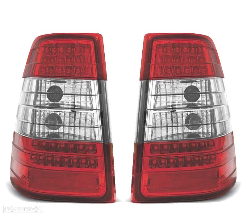 FAROLINS TRASEIROS LED MERCEDES E W124 KOMBI 85-95 VERMELHO CROMADO - 1