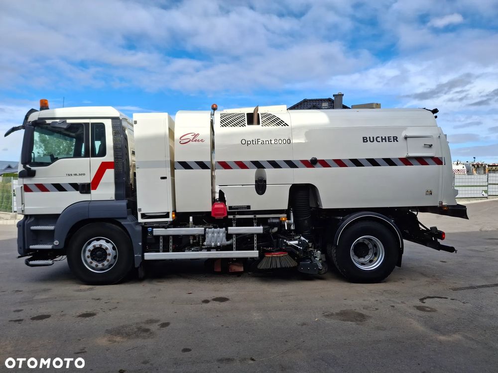 MAN TGS 18.320 Zamiatarka BUCHER OptiFant 8000 2 Silniki Euro 6 Karcher Listwy Wysokiego Ciśnienia Szczotki L/R EUnited PM10 Mycie Jezdni Ulicy Dodatkowy Zbiornik Wodny - 12