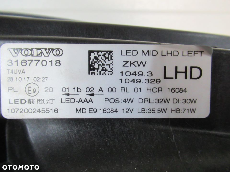 LAMPA PRZÓD PRZEDNIA LEWA VOLVO V40 II LIFT FULL LED 31677018 2016-2019 - 16