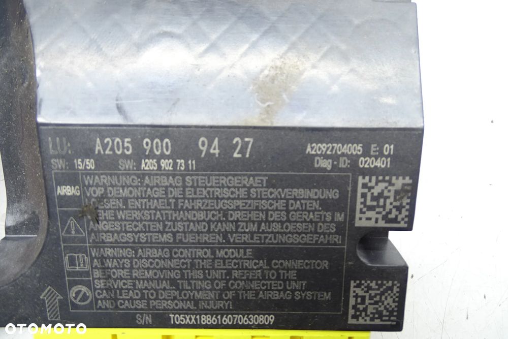 Mercedes C Klasa W205 Moduł Sterownik poduszek Airbag A2059009427 - 3