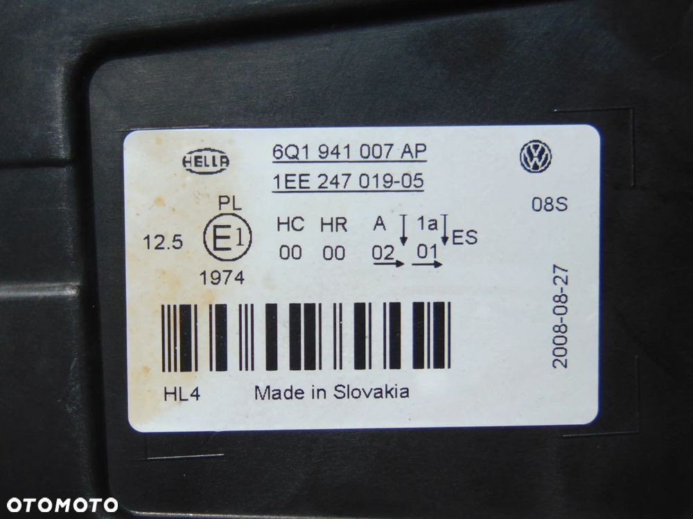 ORYGINAŁ lampa przednia przód lewa prawa czarna VW Volkswagen Polo 4 IV 9N FL lift 05-09r - 21