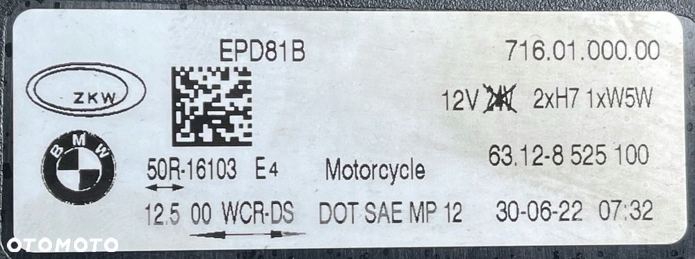 BMW R1200GS R 1200 GS K50 K51 LAMPA PRZÓD PRZEDNIA 8525100 30.06.22 - 5