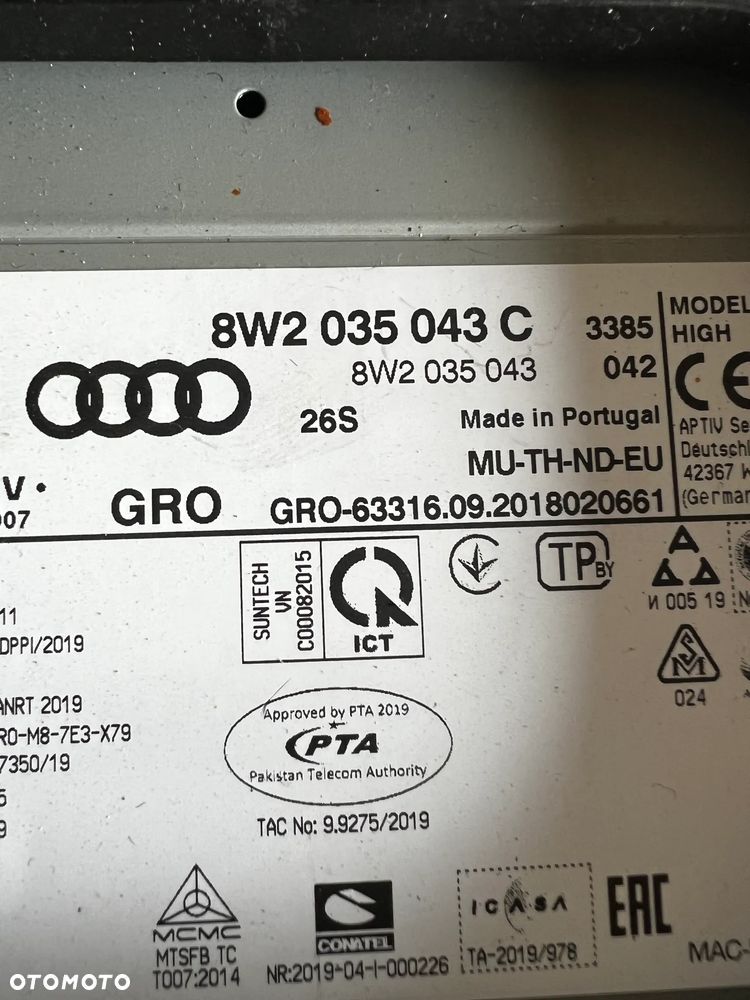 AUDI MIB3 8W2 STEROWNIK MMI NAWIGACJA 8W2035043C ORYGINAŁ - 2