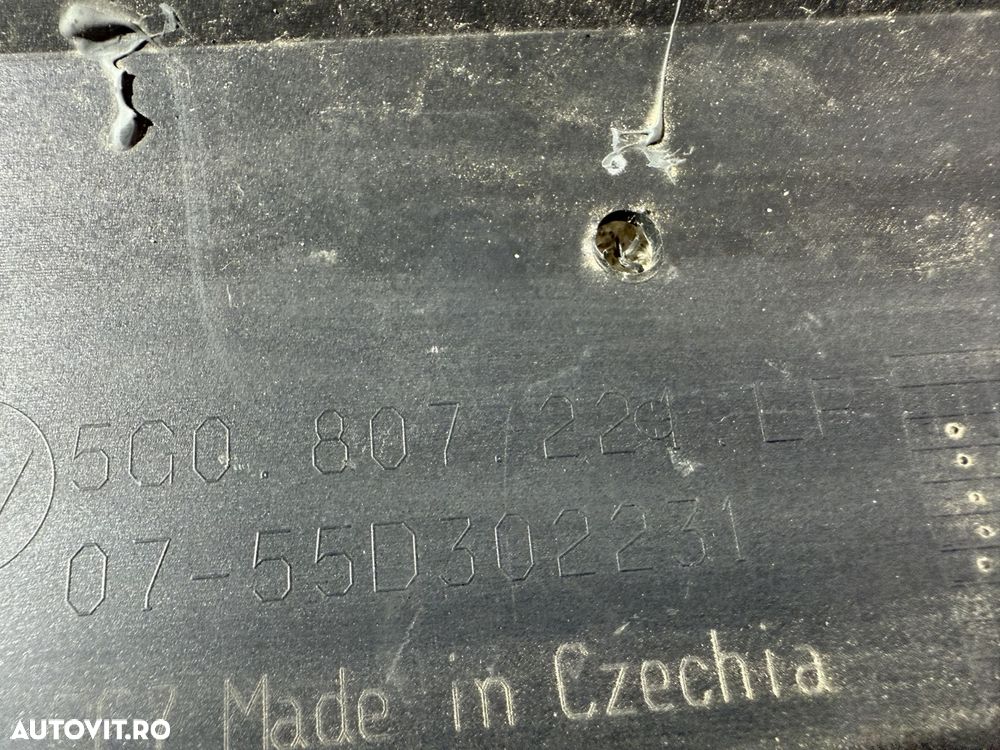 Bara fata VW Golf 7 VII, facelift, R-Line, 2017, 2018, 2019, 2020, cod origine OE 5G0807221LR, cu gauri pentru spalatori faruri si senzori de parcare (6). - 10