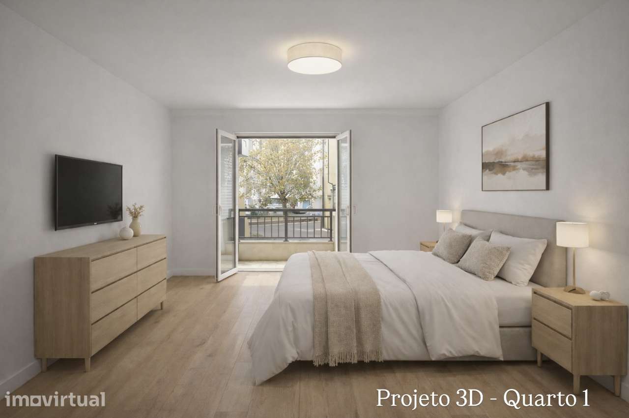 Exclusivo Almada T2 Totalmente Renovado com Quintal de 135m² e Varanda - Grande imagem: 3/4
