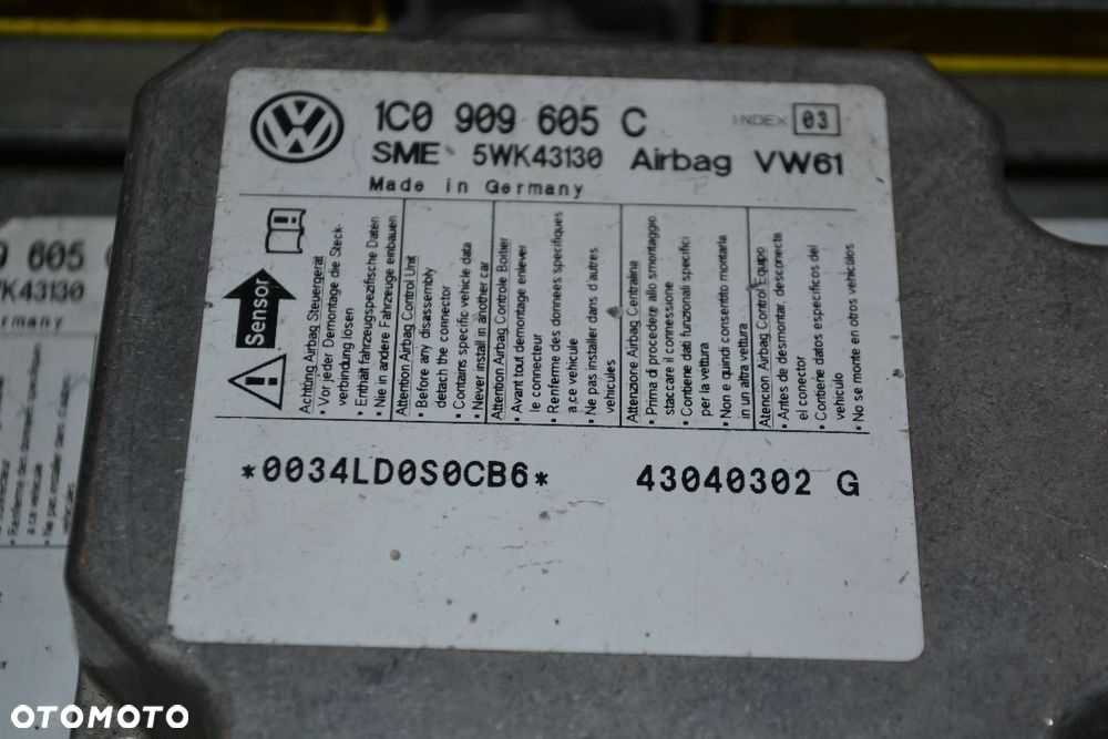 VW PASSAT B5 FL SENSOR PODUSZEK AIRBAG 1C0909605C 5WK43130 - 2