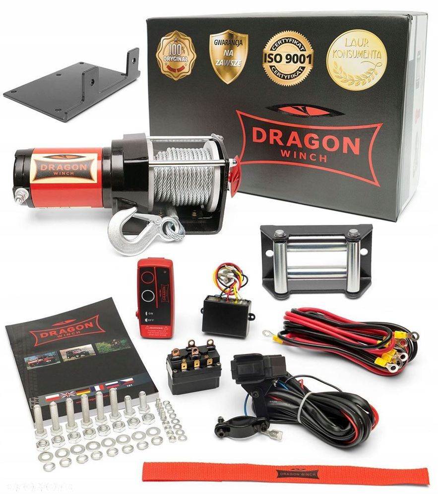 Wyciągarka DRAGON 3000 1360kg 12V elektryczna wciągarka do pługa quada