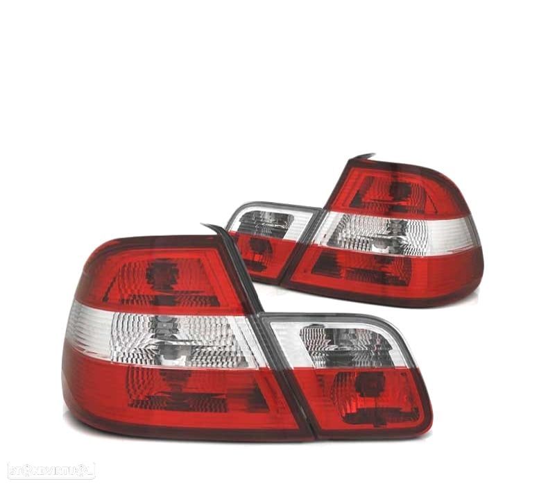 FAROLINS TRASEIROS BMW E46 COUPE 99-03 VERMELHO TRANSPARENTE - 1