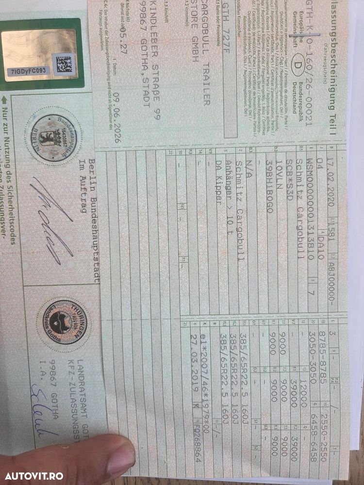 Schmitz Cargobull 10 BUCATI-basculabile 2020, prelata, scena vizitare, jante ALUMINIU, carte identitate RAR, tara propie 6,458kg, 28mc, picioare rabatabile, protectiie laterale si spate, posibilitate leasing, rulate in GERMANIA-STARE BUNA-PROMOMOTIE 22.900 EUR+Tva - 6