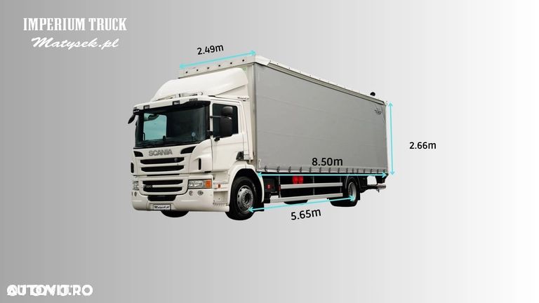 Scania P 320 / SOLO / CORTINĂ - 8.5 M / 4X2 / DHOLLANDIA LIFT / PODEA REZISTENTĂ / EURO 6 - 2