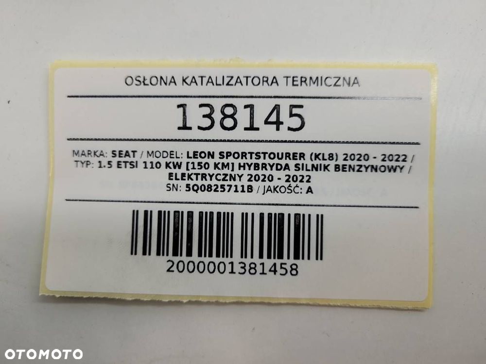 OSŁONA TERMICZNA WYDECHU SEAT LEON IV 5Q0825711B - 6