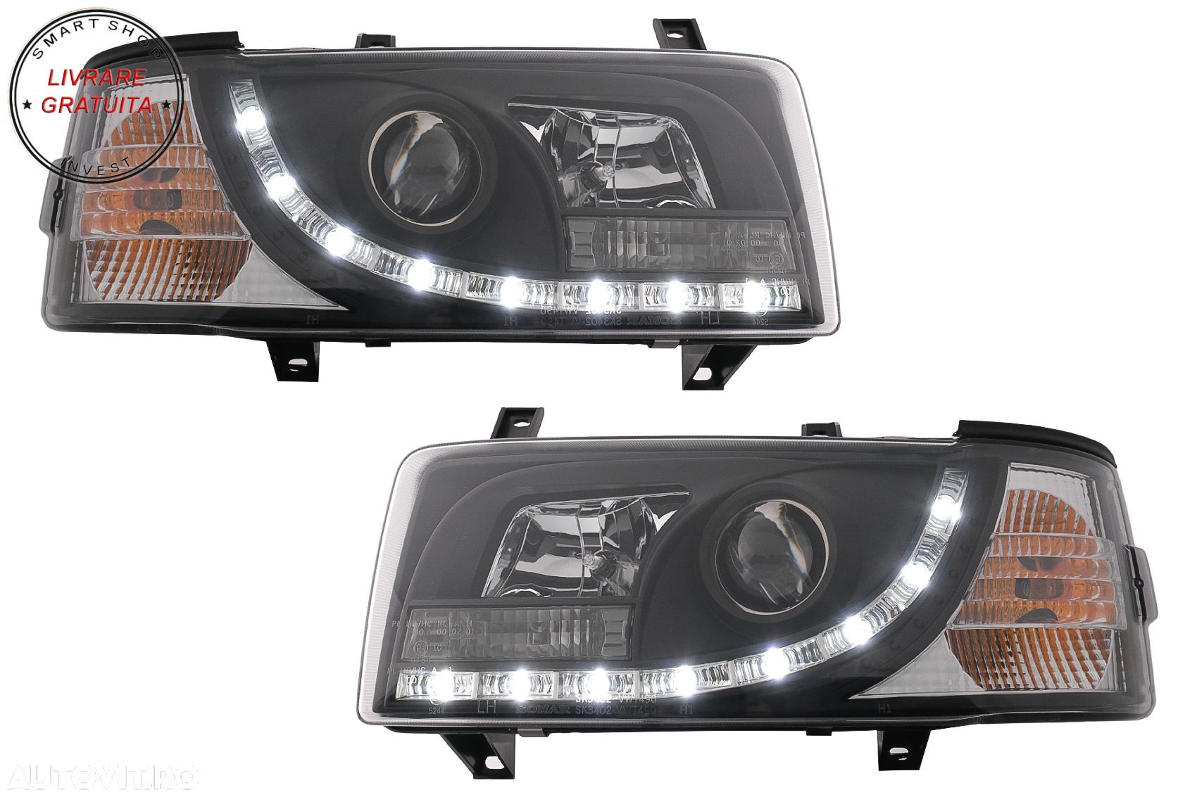 Faruri LED DRL VW Transporter T4 (1990-2003) Negru- livrare gratuita - 1