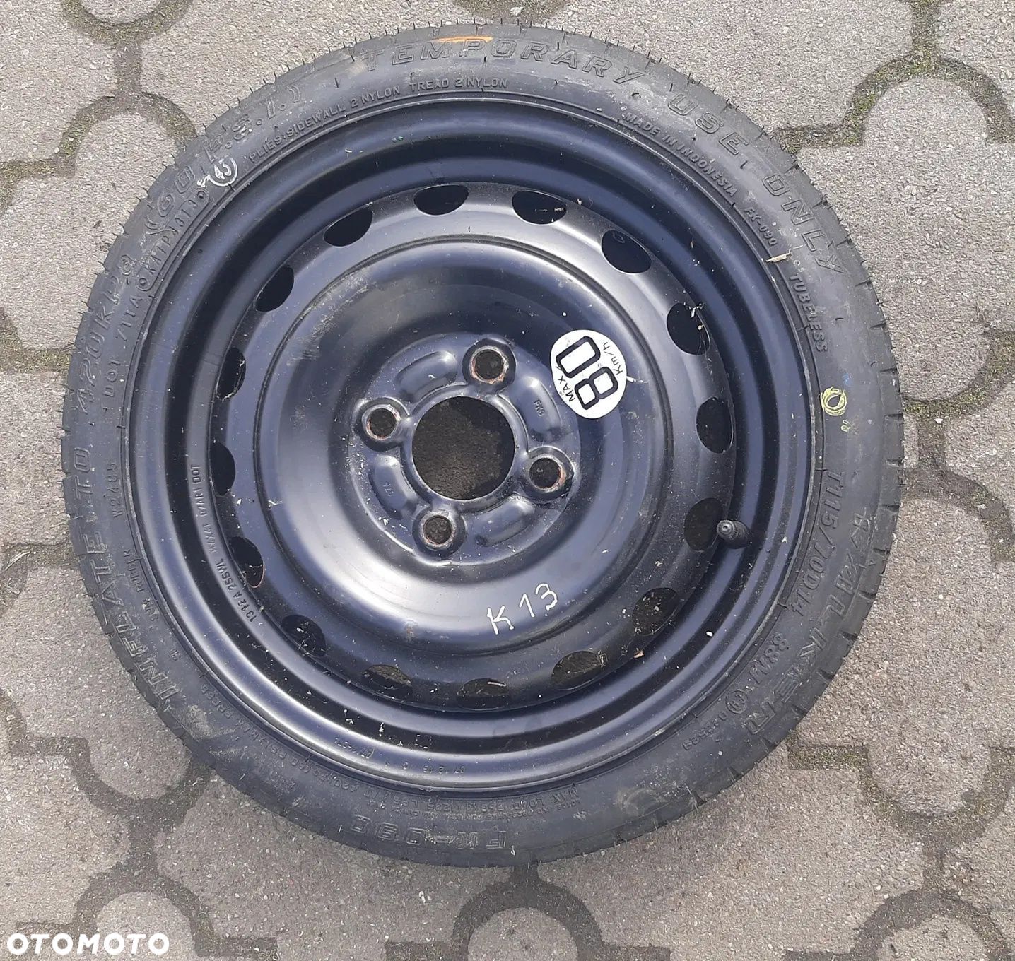 Micra K13 koło zapasowe dojazdowe 115-70-14 4x100 Nissan - 1