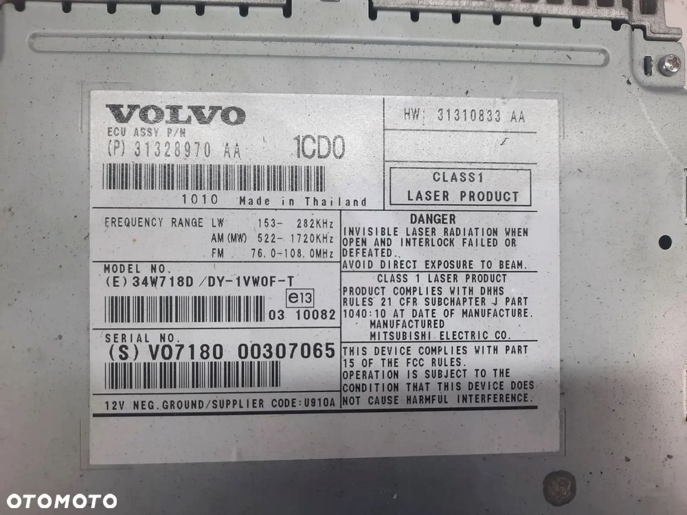 VOLVO S60 V60 RADIO ODTWARZACZ CZYTNIK CD 31328970 - 7
