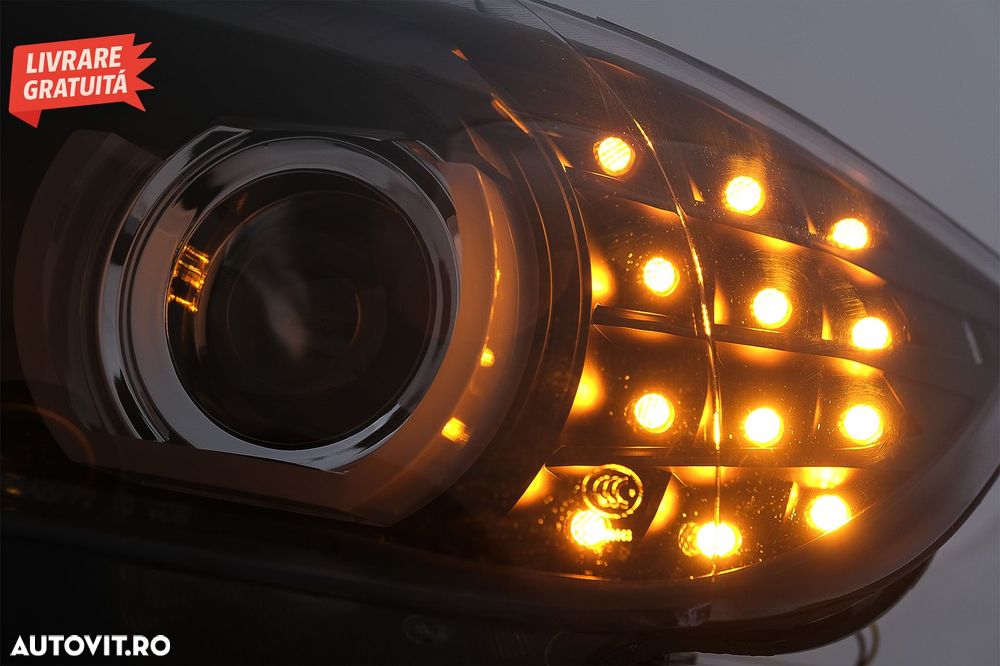 Faruri Xenon 3D Angel Eyes LED DRL BMW Seria 3 E90 E91 (2008-2011) Negru- livrare gratuita - 10