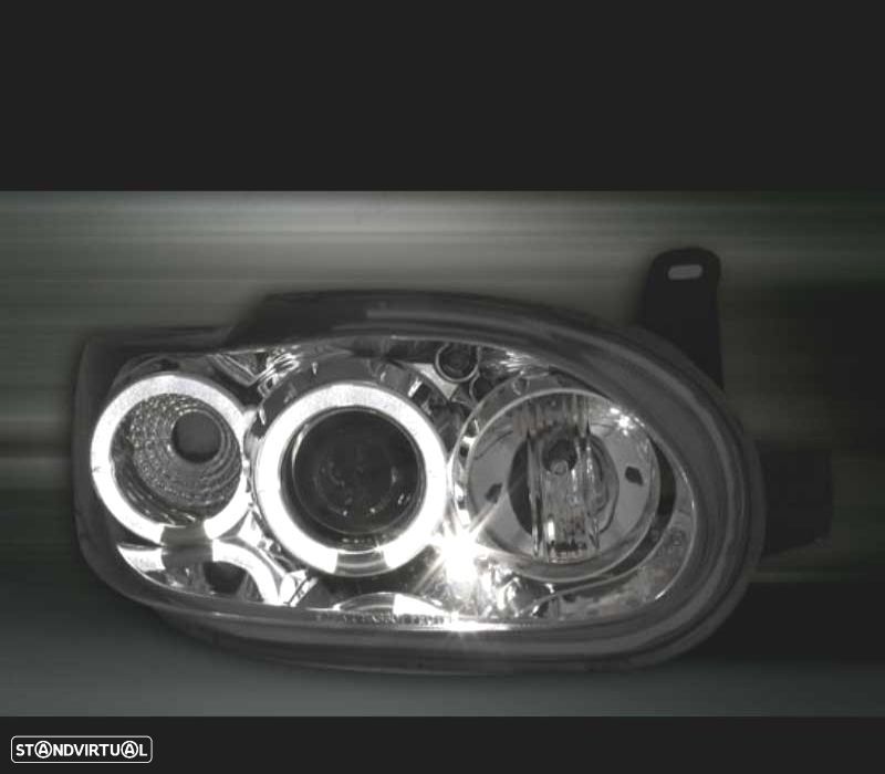 FARÓIS FRONTAIS ANGEL EYES PARA FORD ESCORT 95-99. FUNDO CROMADO - 3