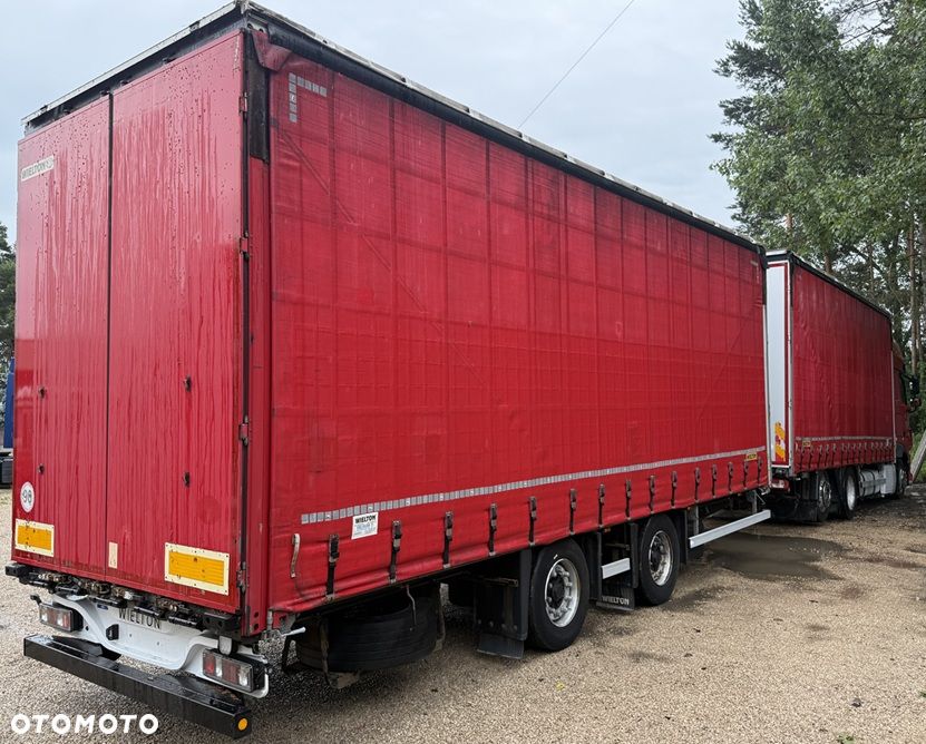 DAF XF460 SUPER SPACE CAB 6x2 JUMBO OŚ PODNOSZONA AUTOMAT ZABUDOWA WIELTON FIRANKA DŁ:7.80m + PRZYCZEPA TANDEM WIELTON FIRANKA DŁ:7.80m OSIE BPW ZESTAW PRZESTRZENNY PRZEJAZDOWY 120m3 ŁADNY - 5